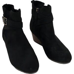 Dr. Scholl's Berlin Black Microfiber Wedge Booties Zip Women US 7M EU 37